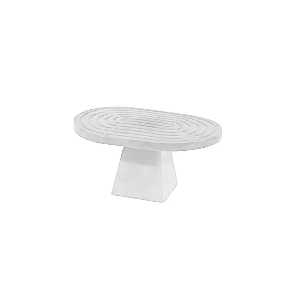 Soporte para torta superficie ovalada con textura blanco 20*28*23cm 1