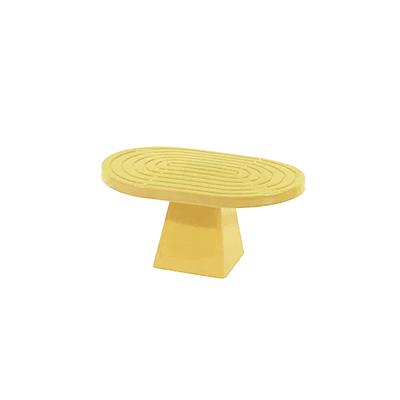 Soporte para torta superficie ovalada con textura amarillo brillante 20*28*23cm