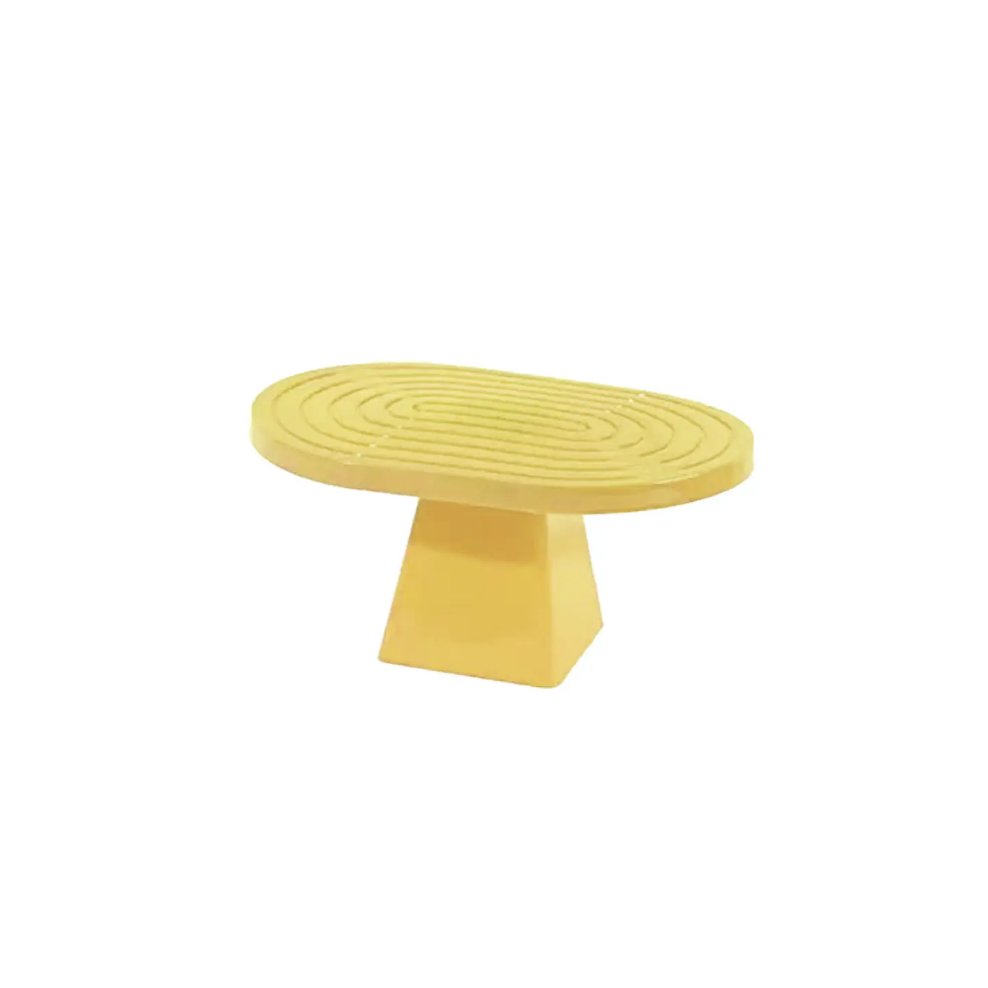 Soporte para torta superficie ovalada con textura amarillo brillante 20*28*23cm 1