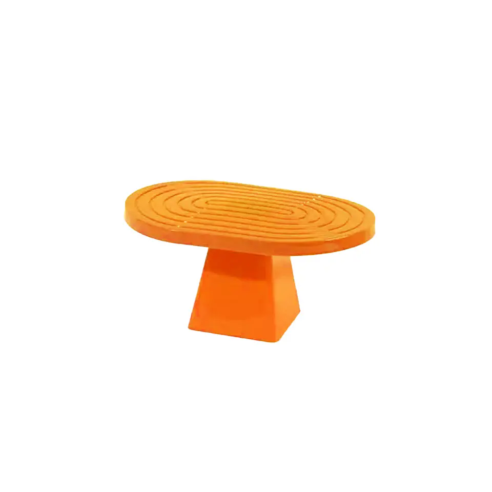 Soporte para torta superficie ovalada con textura amarillo naranja 20*28*23cm 1