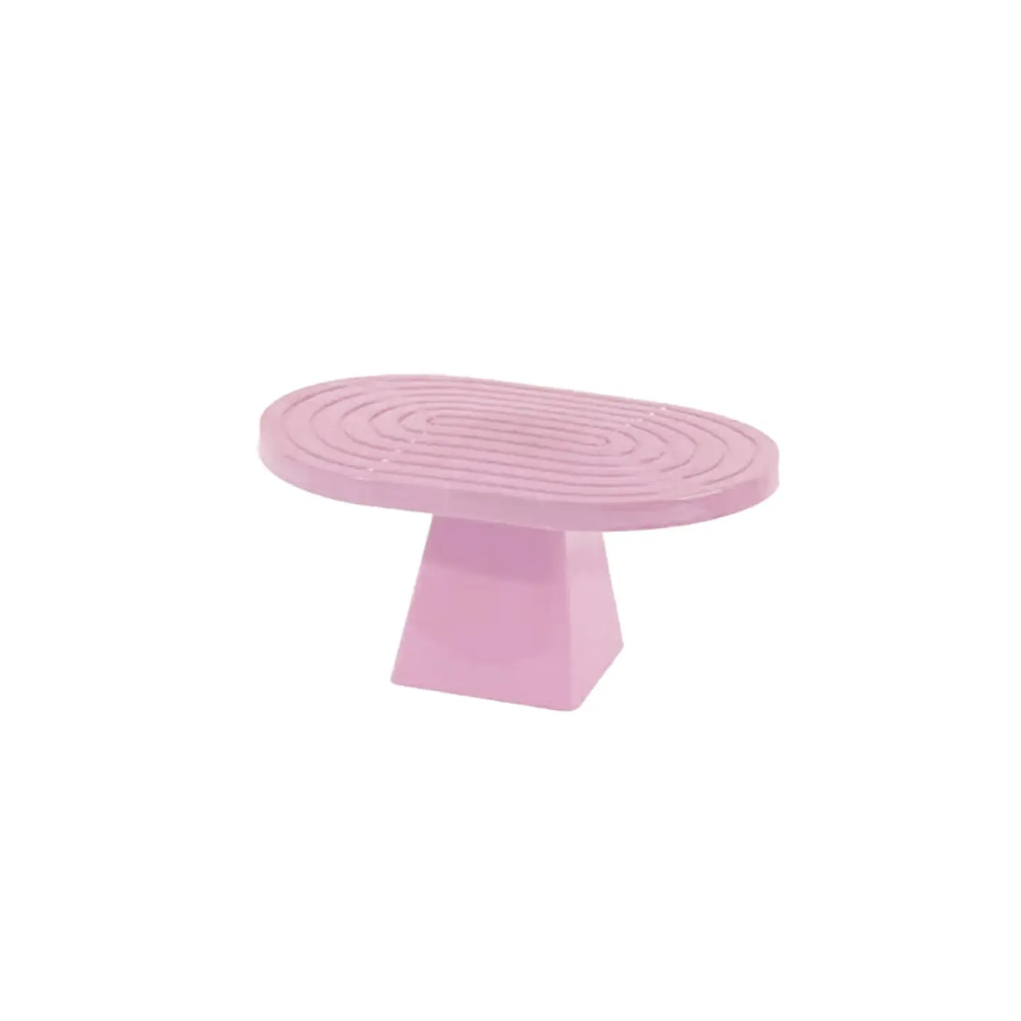 Soporte para torta superficie ovalada con textura rosado claro 20*28*23cm 1