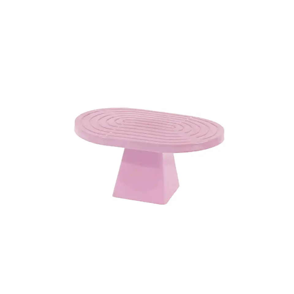 Soporte para torta superficie ovalada con textura rosado claro 20*28*23cm 1