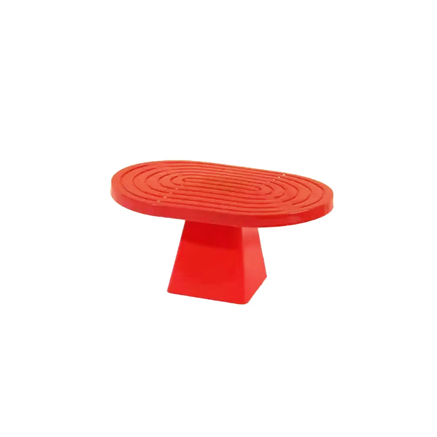 Soporte para torta superficie ovalada con textura rojo intenso 20*28*23cm 1