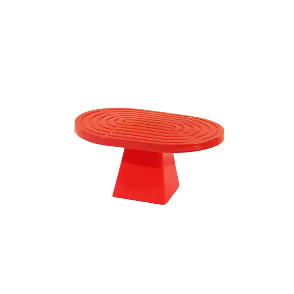 Soporte para torta superficie ovalada con textura rojo intenso 20*28*23cm 1