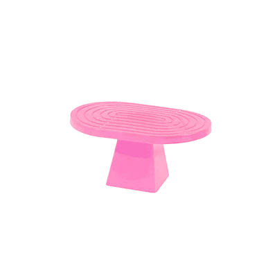 Soporte para torta superficie ovalada con textura rosado fluorescente 20*28*23cm
