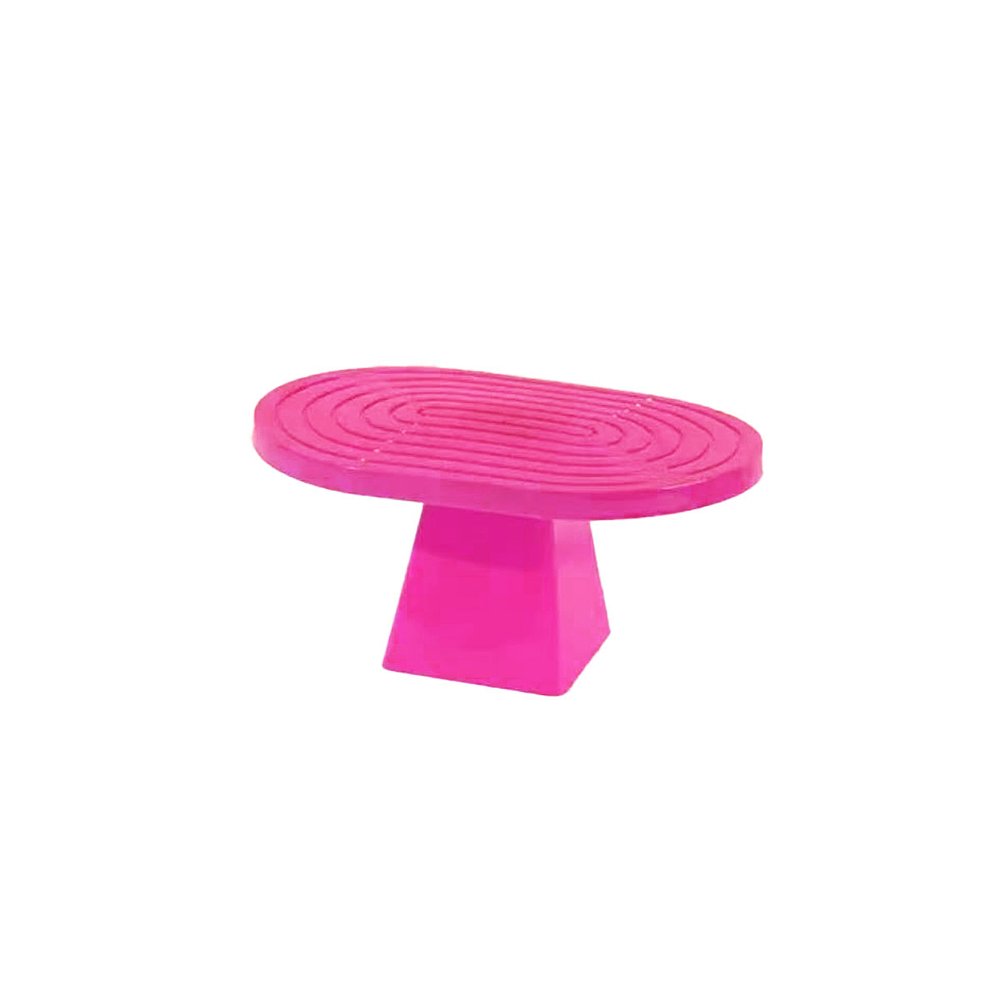 Soporte para torta superficie ovalada con textura fucsia fluorescente 20*28*23cm