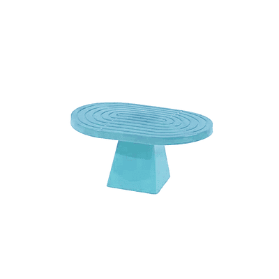 Soporte para torta superficie ovalada con textura celeste 20*28*23cm