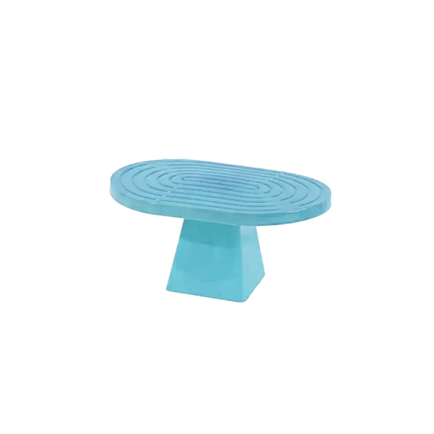 Soporte para torta superficie ovalada con textura celeste 20*28*23cm 1