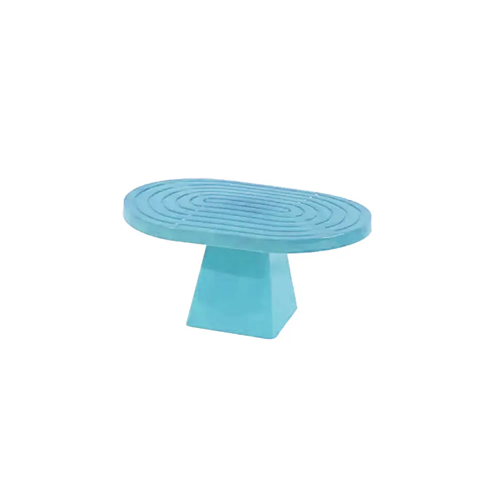 Soporte para torta superficie ovalada con textura celeste 20*28*23cm 1