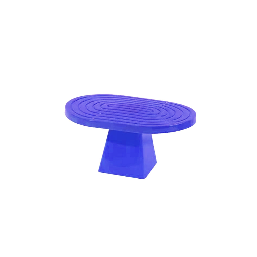 Soporte para torta superficie ovalada con textura azul medio 20*28*23cm