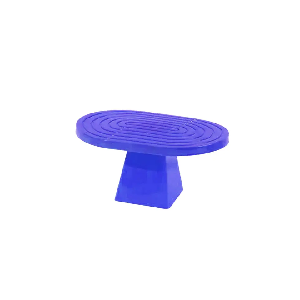 Soporte para torta superficie ovalada con textura azul medio 20*28*23cm 1