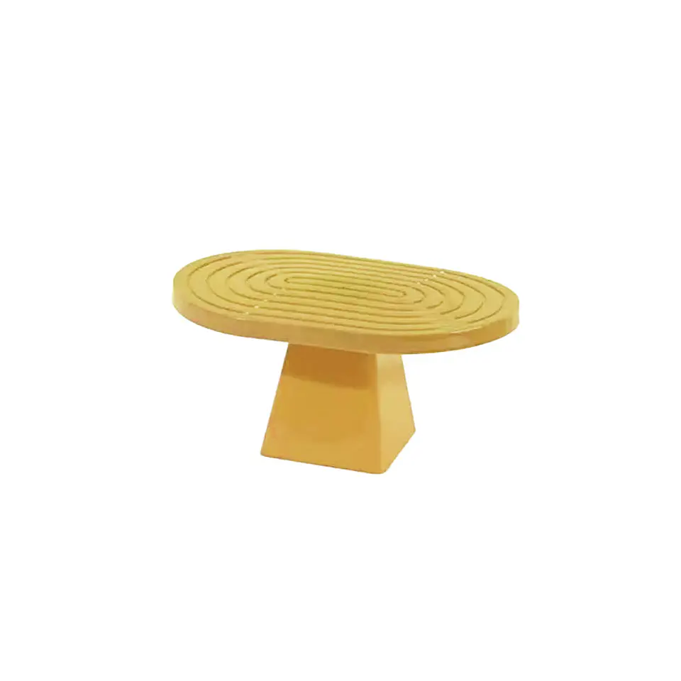 Soporte para torta superficie ovalada con textura dorado 20*28*23cm 1