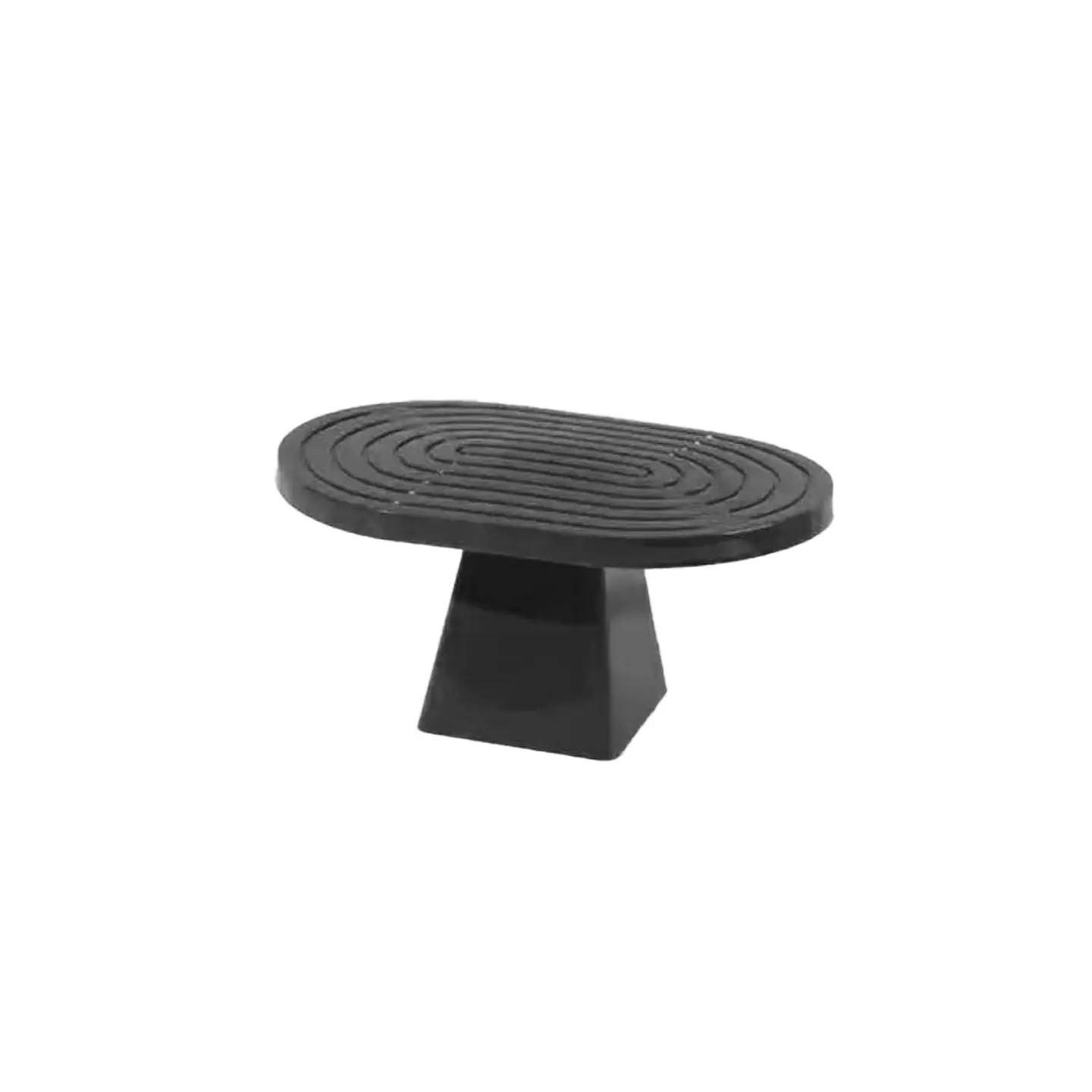 Soporte para torta superficie ovalada con textura negro 20*28*23cm 1