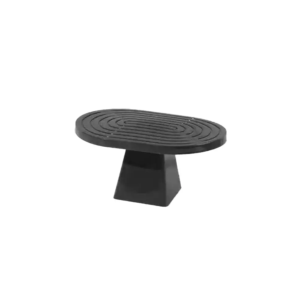Soporte para torta superficie ovalada con textura negro 20*28*23cm 1
