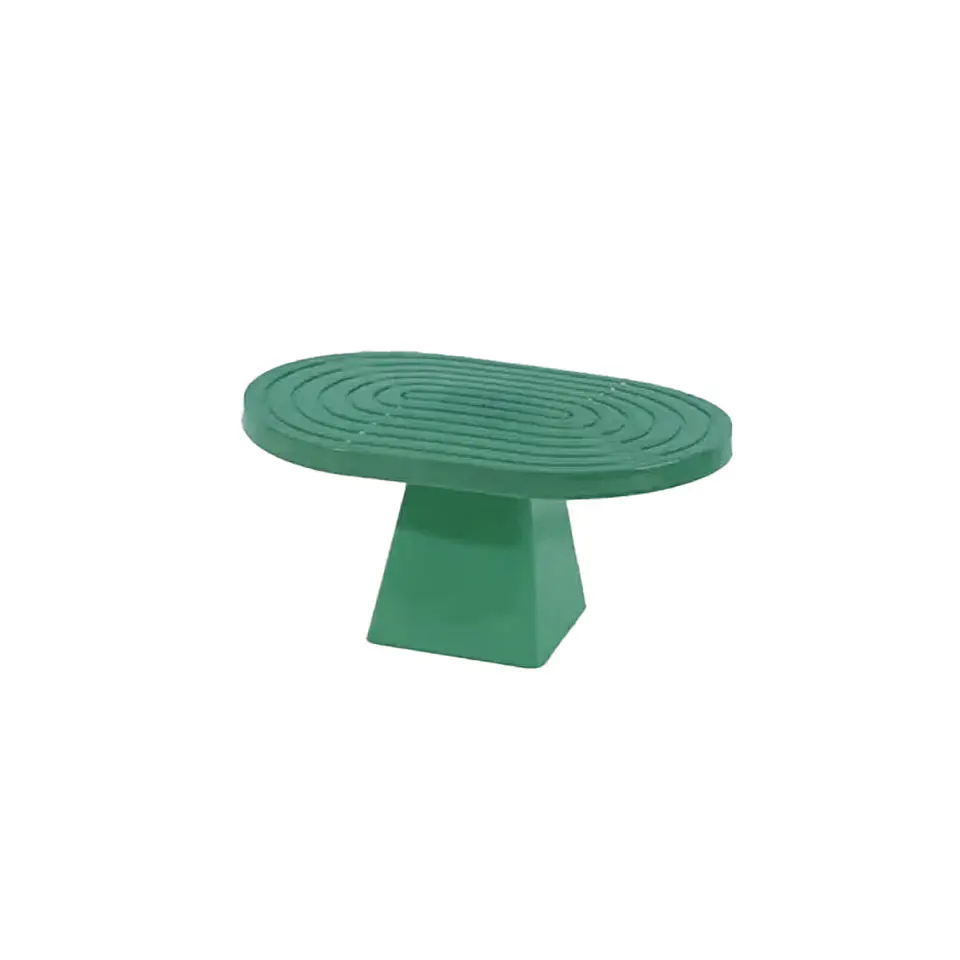 Soporte para torta superficie ovalada con textura verde oscuro 20*28*23cm 1