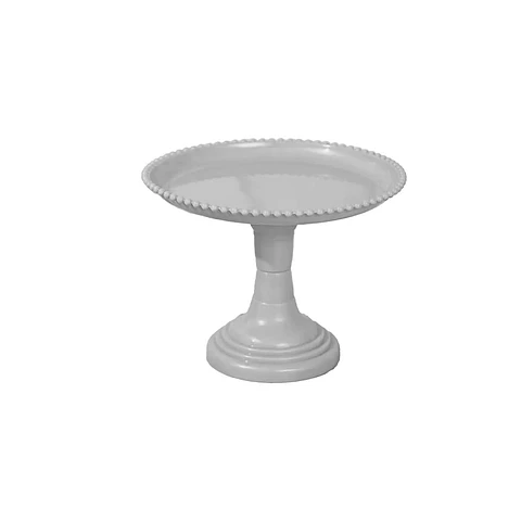 Soporte para torta superficie redonda borde bolitas plateado 20*25cm