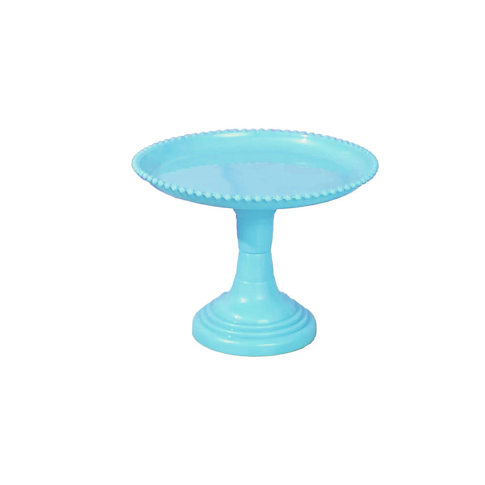 Soporte para torta superficie redonda borde bolitas celeste 20*25cm