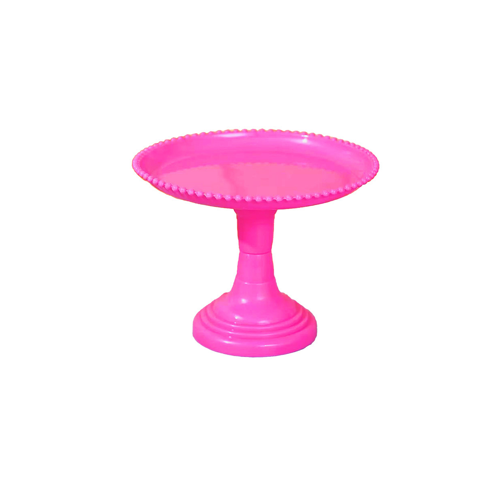 Soporte para torta superficie redonda borde bolitas fucsia fluorescente 20*25cm