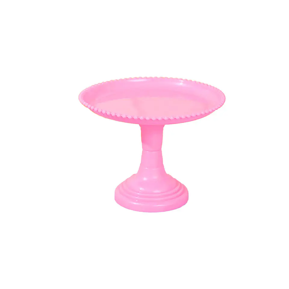 Soporte para torta superficie redonda borde bolitas rosado fluorescente 20*25cm 1