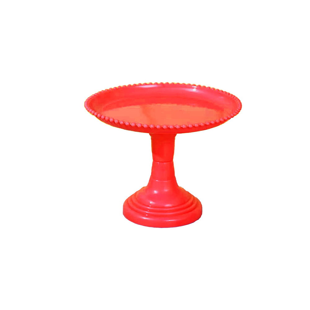 Soporte para torta superficie redonda borde bolitas rojo intenso 20*25cm