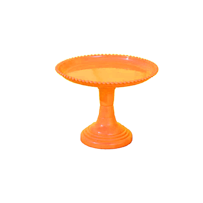 Soporte para torta superficie redonda borde bolitas amarillo naranja 20*25cm