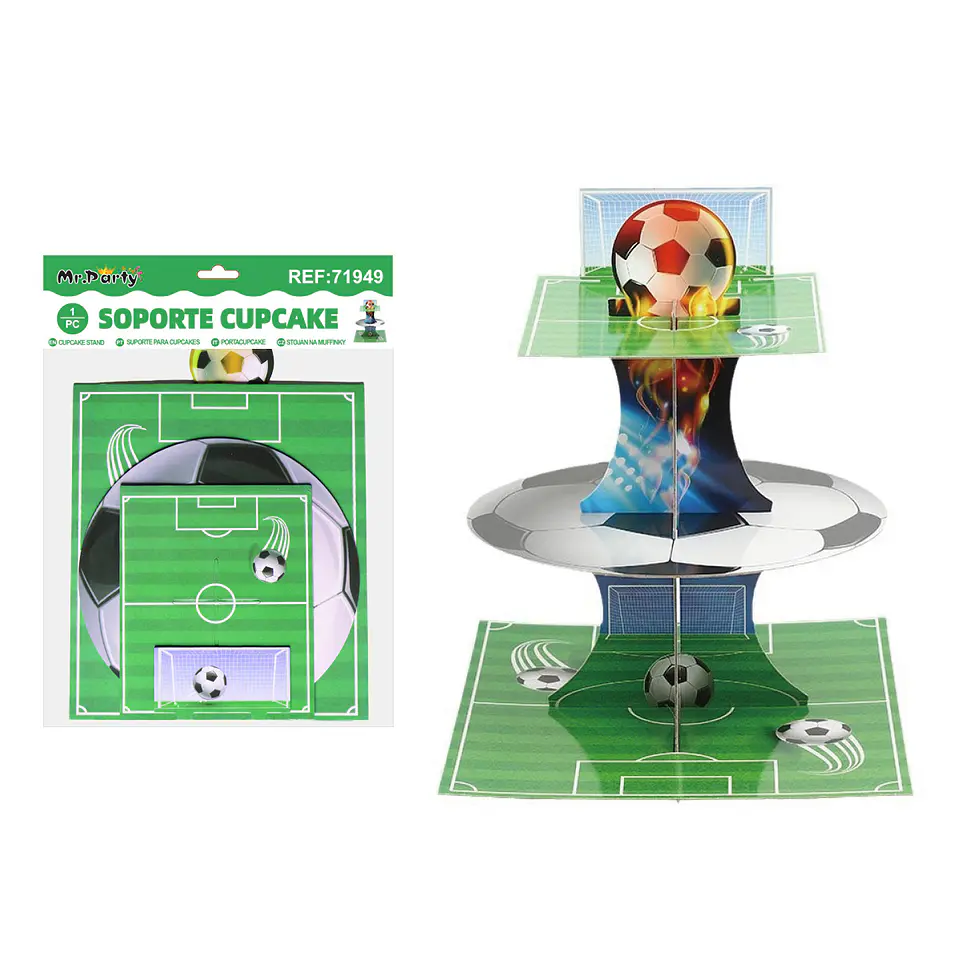 Soporte de pastel 3 niveles diseño fútbol 1pcs 1