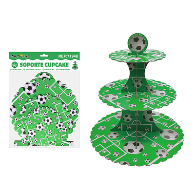 Soporte de pastel 3 niveles diseño fútbol 1pcs