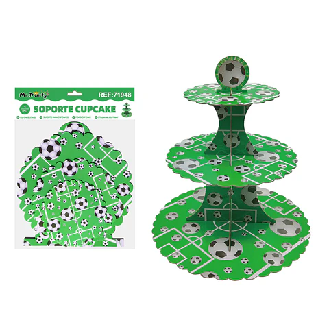 Soporte de pastel 3 niveles diseño fútbol 1pcs