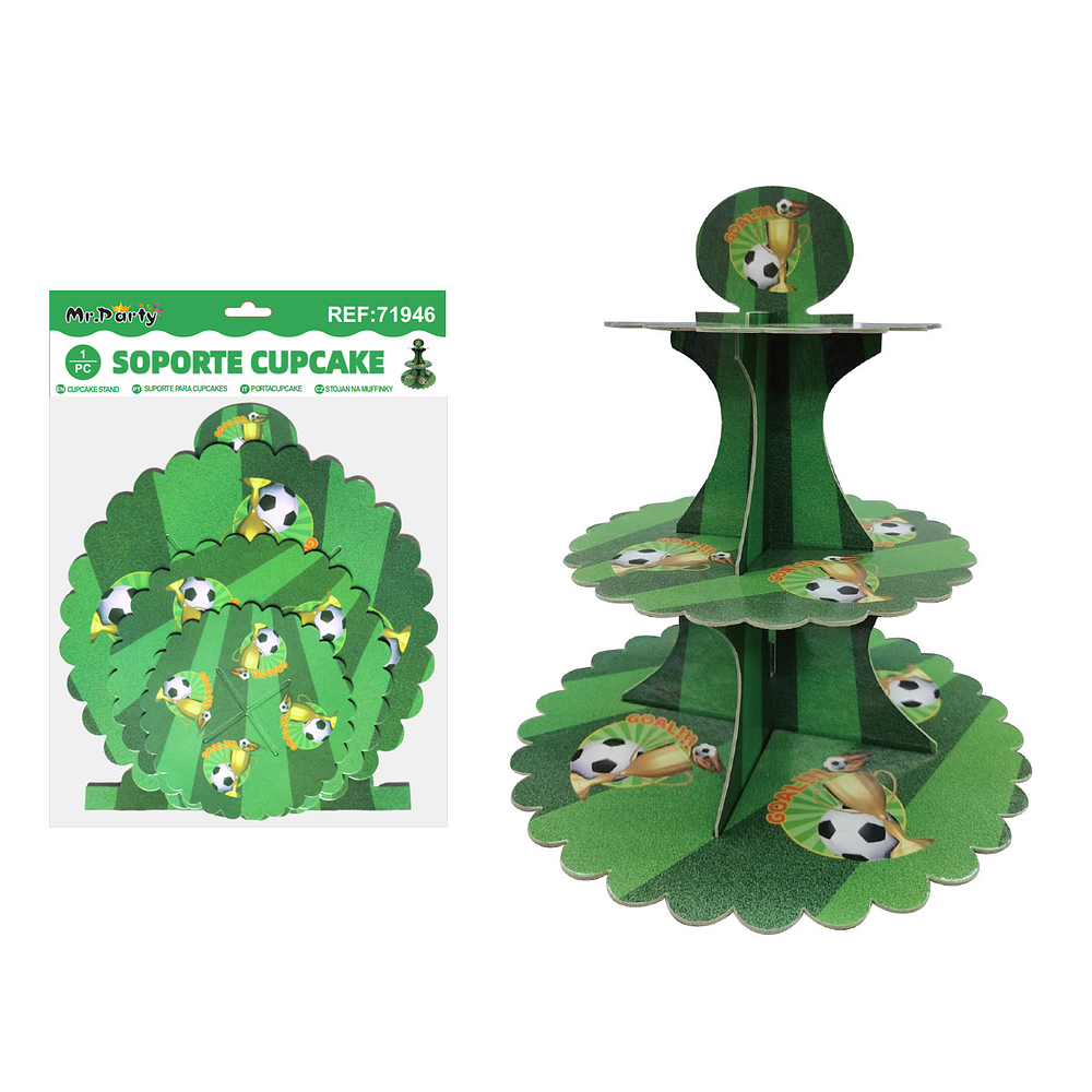 Soporte de pastel 3 niveles diseño fútbol 1pcs
