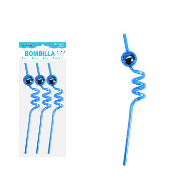 Bombilla con bola espejo azul 3pcs