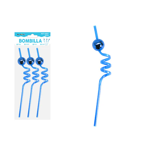 Bombilla con bola espejo azul 3pcs
