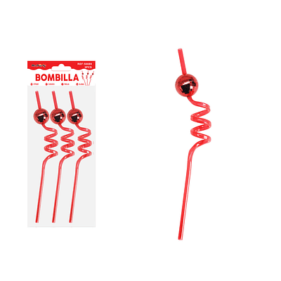 Bombilla con bola espejo roja 3pcs