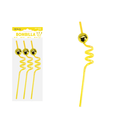 Bombilla con bola espejo dorada 3pcs