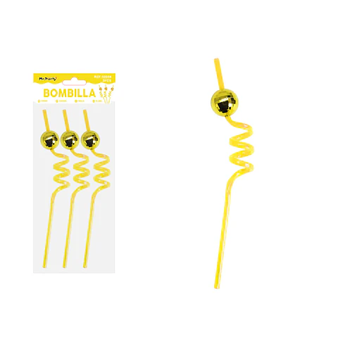 Bombilla con bola espejo dorada 3pcs