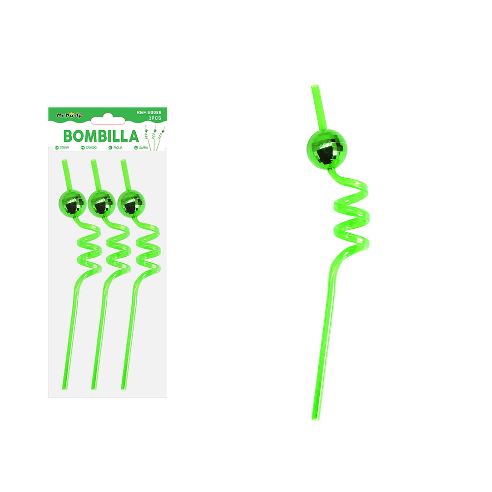 Bombilla con bola espejo verde 3pcs