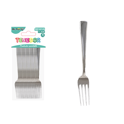 Tenedores plásticos plateados 11.5cm 20pcs