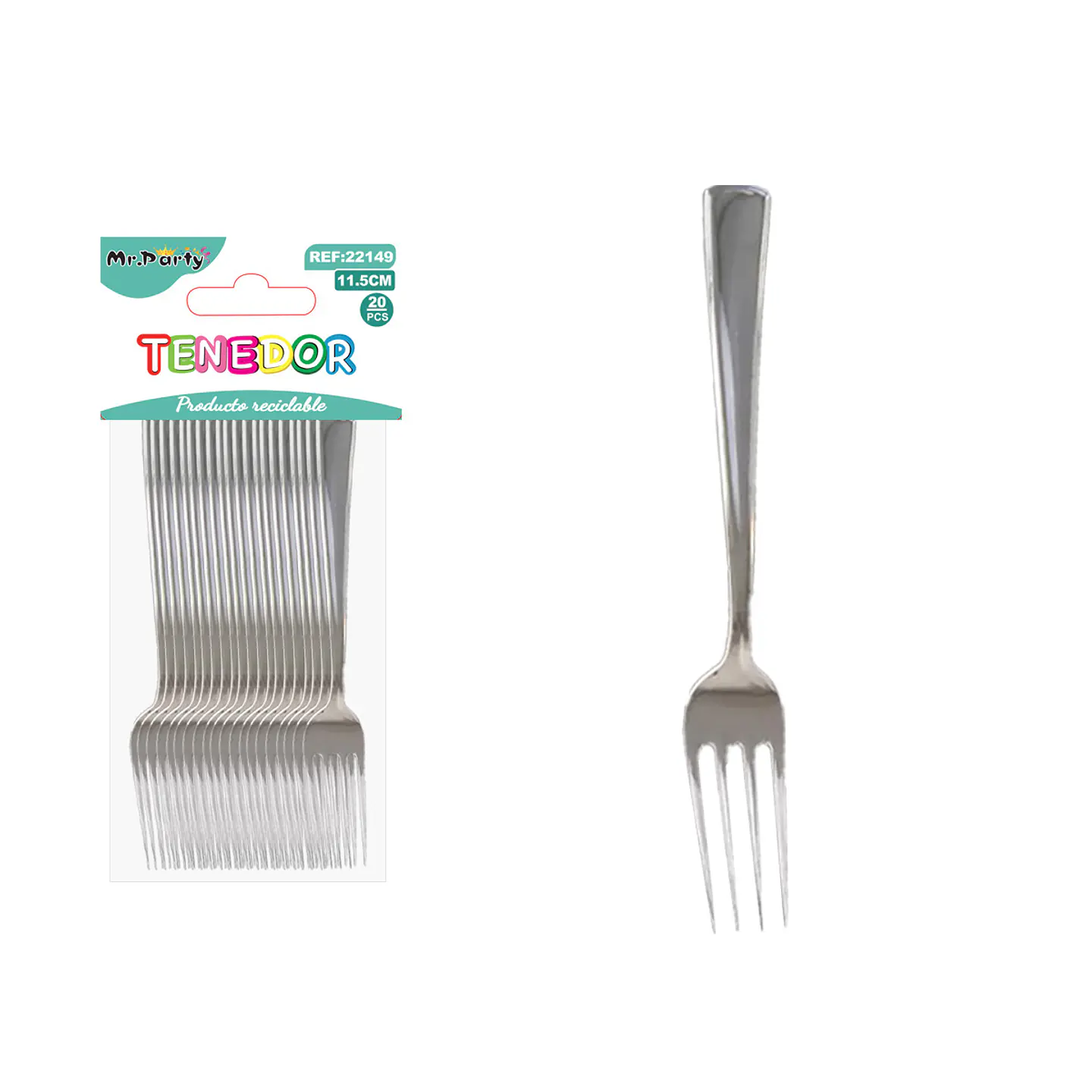 Tenedores plásticos plateados 11.5cm 20pcs 1