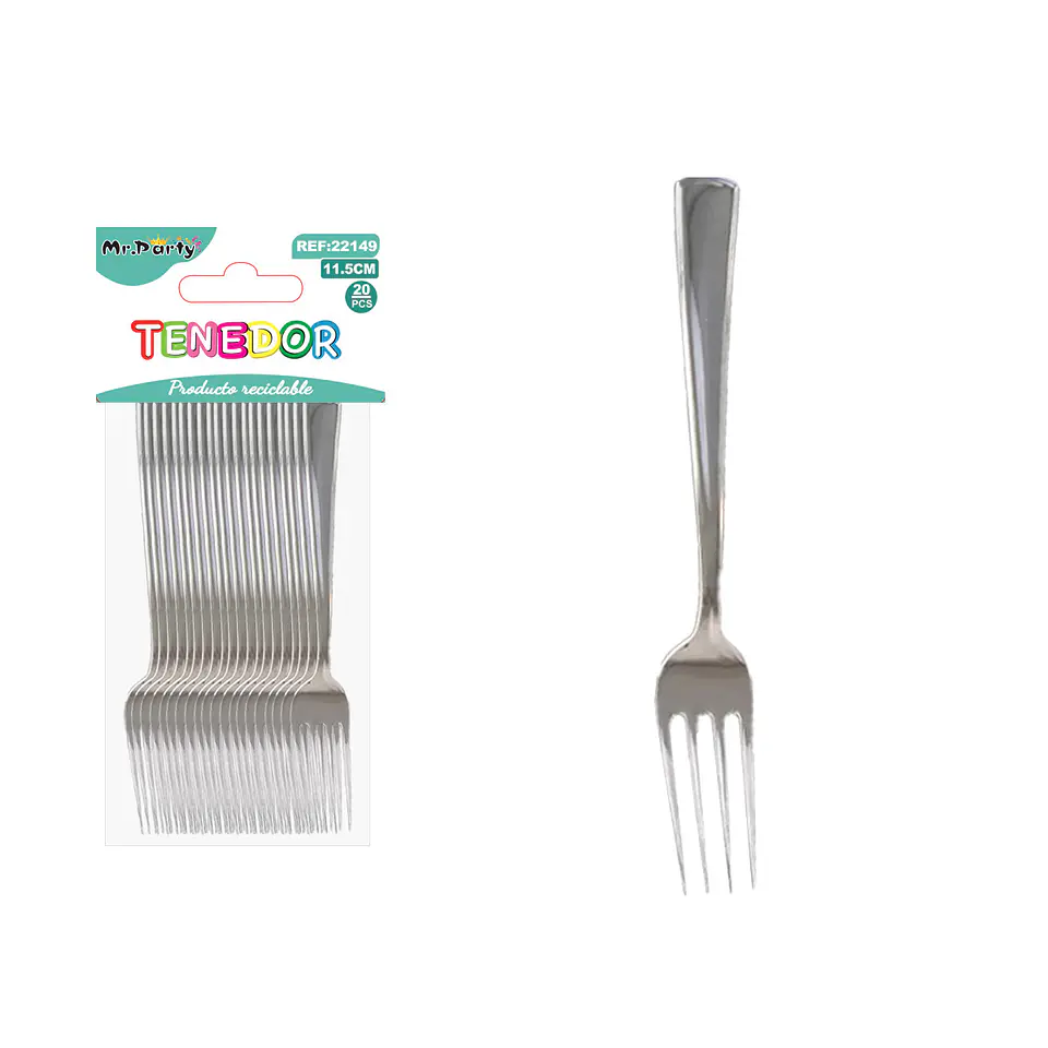 Tenedores plásticos plateados 11.5cm 20pcs 1