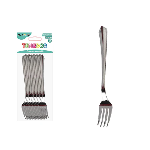 Tenedores plásticos plateados estilo cola de pez 18.5cm 12pcs
