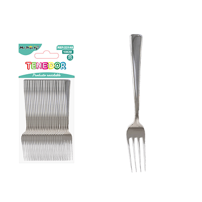Tenedores plásticos plateados 10cm 25pcs