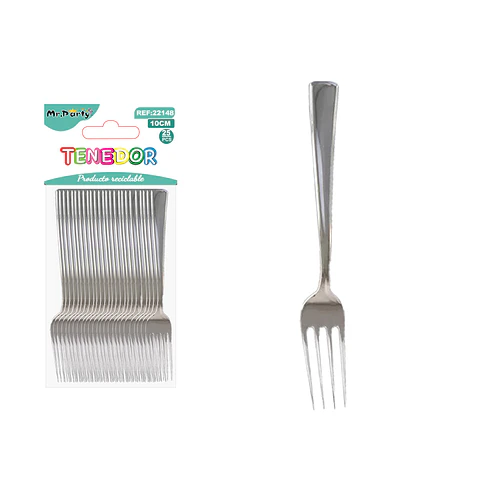 Tenedores plásticos plateados 10cm 25pcs