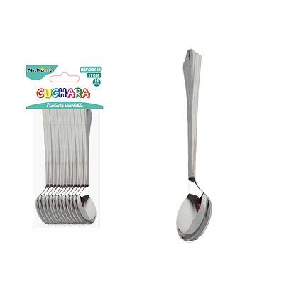 Cucharas plásticos plateadas estilo cola de pez 17cm 12pcs