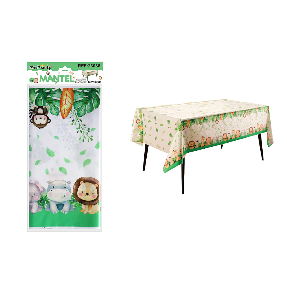Mantel plástico con estampado de zoológico 137*183cm