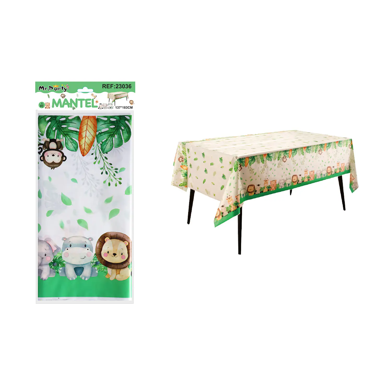 Mantel plástico con estampado de zoológico 137*183cm 1