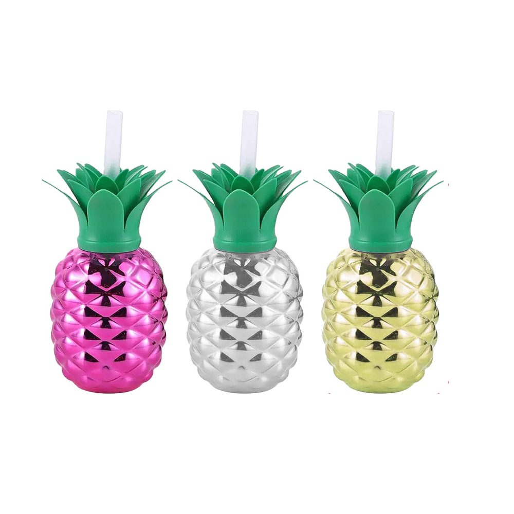 Botella con bombilla piña metalizada 500ml Color Aleatorio