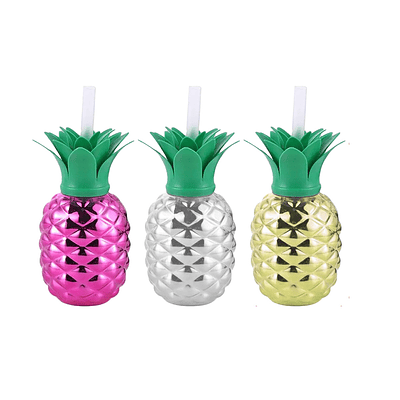 Botella con bombilla piña metalizada 500ml Color Aleatorio