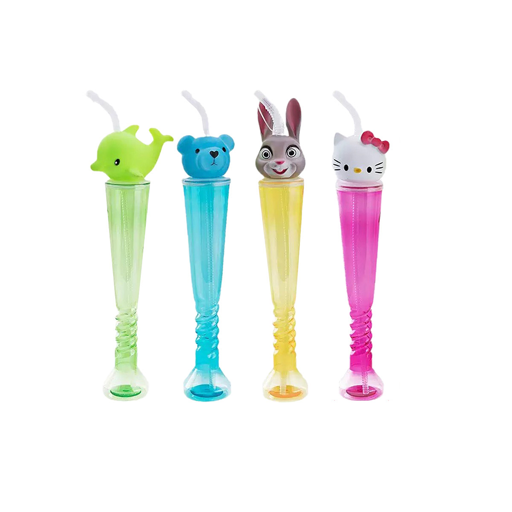 Botella con bombilla tipo antorcha diseño animalitos 400ml Color Aleatorio