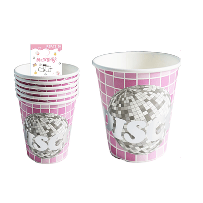 Vasos de papel disco rosa 6pcs