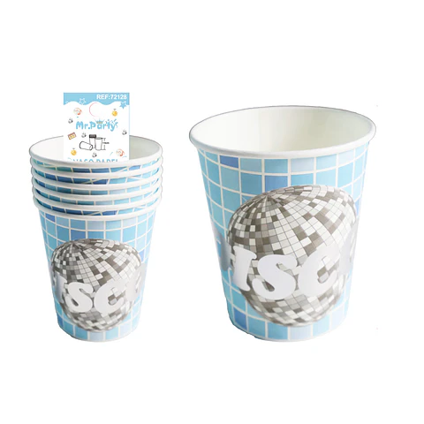 Vasos de papel disco azul 6pcs