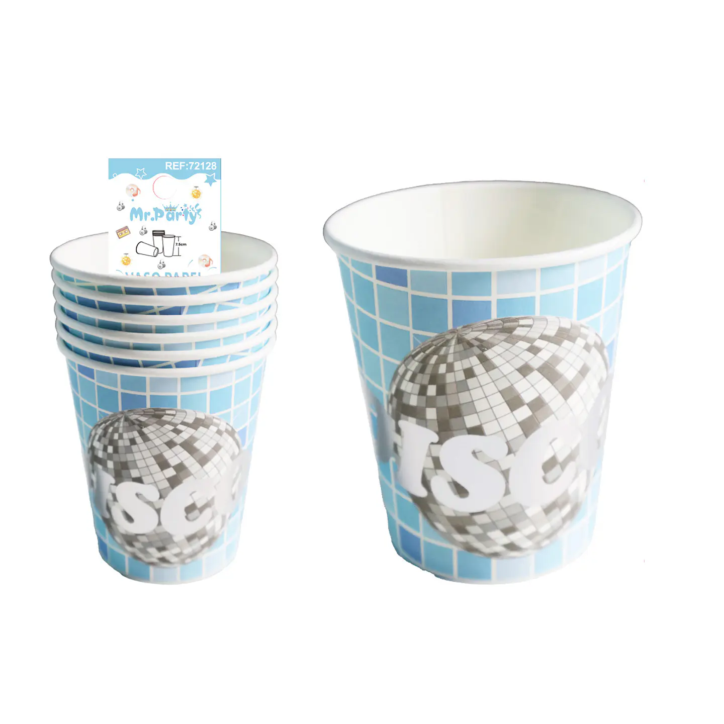 Vasos de papel disco azul 6pcs 1